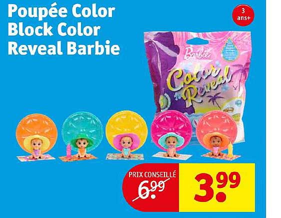 poupée color block color reveal barbie