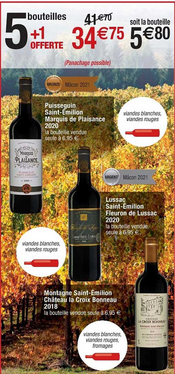 puisseguin saint-émilion marquis de plaisance 2020, montagne saint-émilion château la croix bonneau 2018