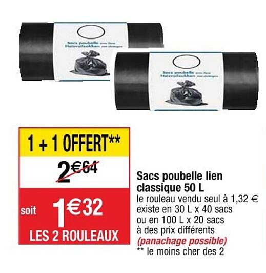 sacs poubelle lien classique 50 l