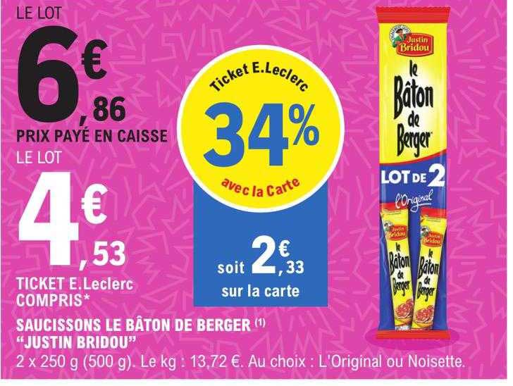 saucisson le bâton de berger "justin bridou"