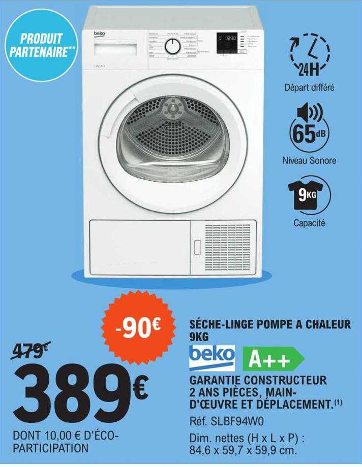 sèche-linge pompe à chaleur 9kg beko