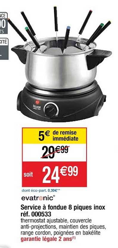 Service à Fondue 8 Piques Inox Evatronic