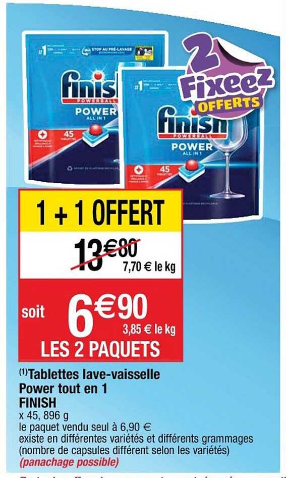 tablettes lave-vaisselle power tout en 1 finish