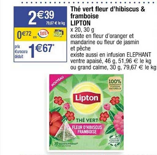 Thé Vert Fleur D'hibiscus & Framboise Lipton