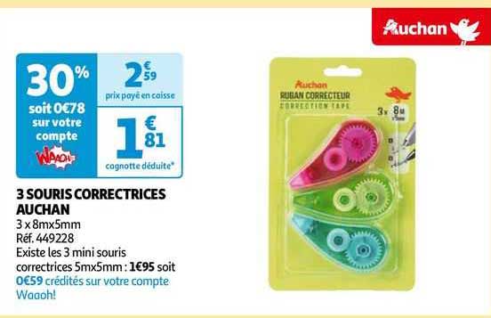 3 souris correctrices auchan