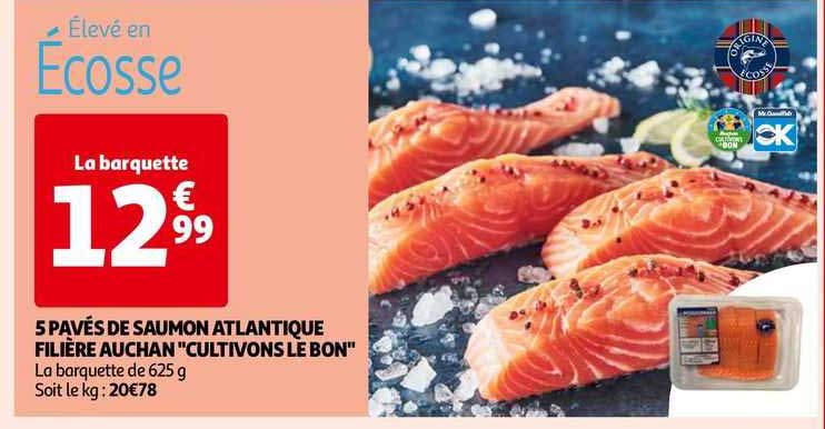 5 pavés de saumon atlantique filière auchan "cultivons le bon"