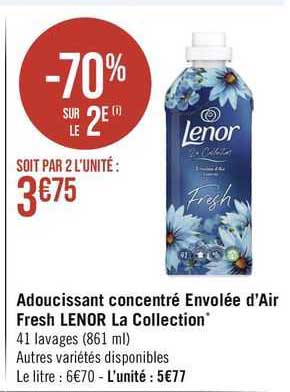adoucissant concentré envolée d'air fresh lenor la collection