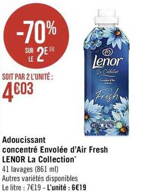 adoucissant concentré envolée d'air fresh lenor la collection