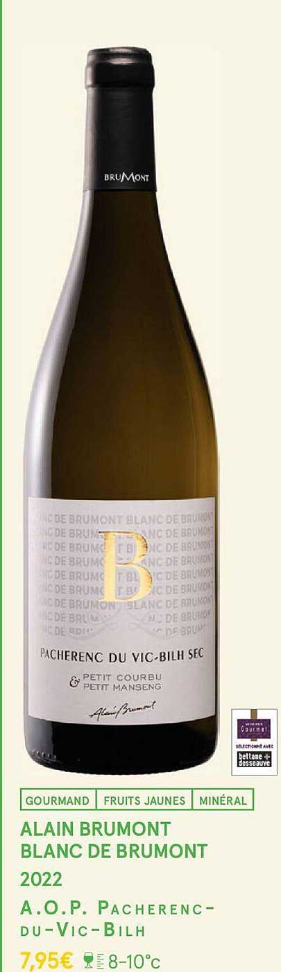 alain brumont blanc de brumton 2022 a.o.p. pacherenc-du-vic-bilh