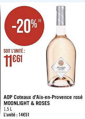 aop coteaux d'aix-en-provence rosé moonlight & roses