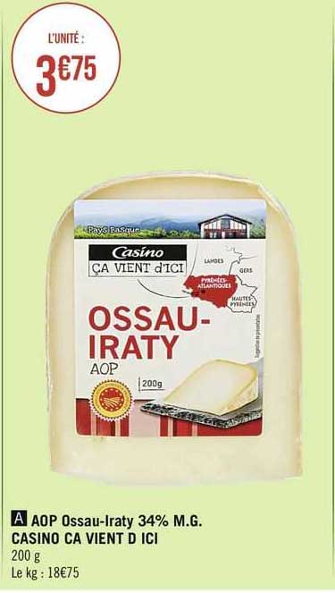 aop ossau-iraty 34% m.g. casino ça vient d'ici