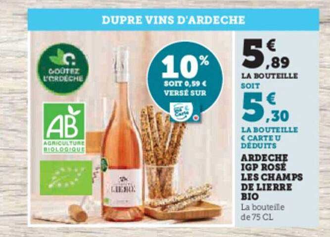 ardèche igp rosé les champs de lierre bio