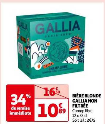 bière blonde gallia non filtrée