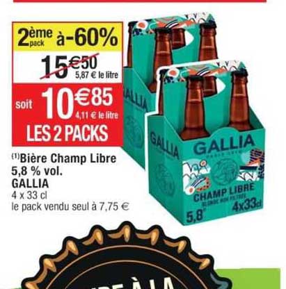 bière champ libre 5,8% vol. gallia