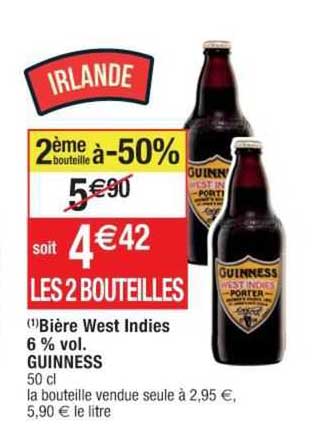 bière west indies 6% vol. guinness
