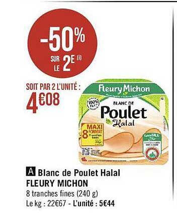 blanc de poulet halal fleury michon