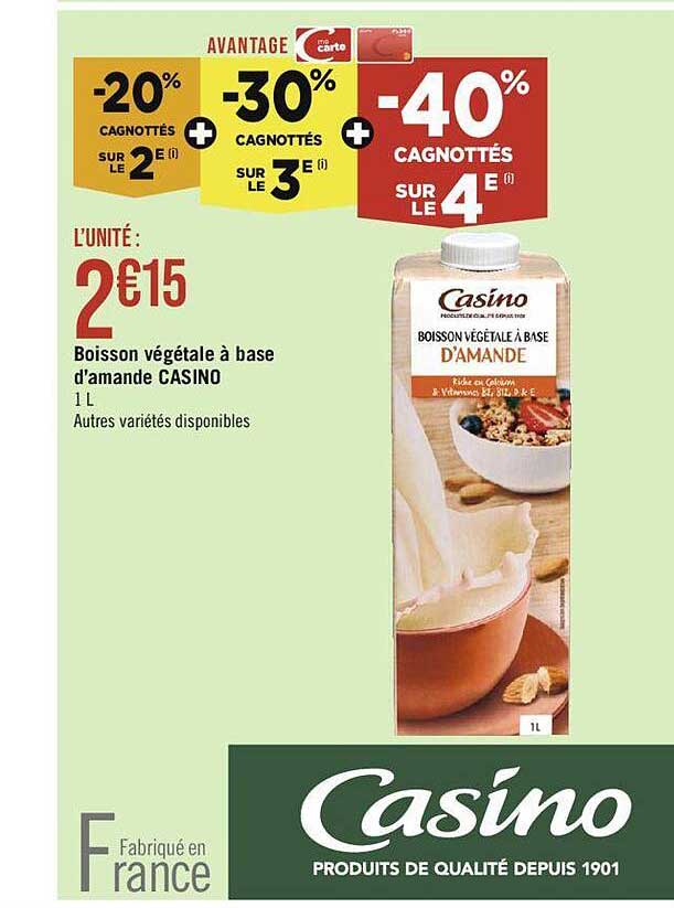 boisson végétale à base d'amande casino