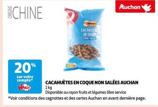 cacahuètes en coque non salées auchan