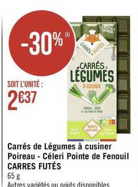 carrés de légumes à cuisiner poireau - céleri pointe de fenouil carrés futés