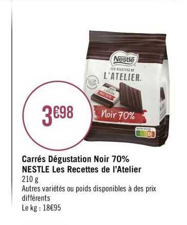 carrés dégustation noir 70% nestlé les recettes de l'atelier