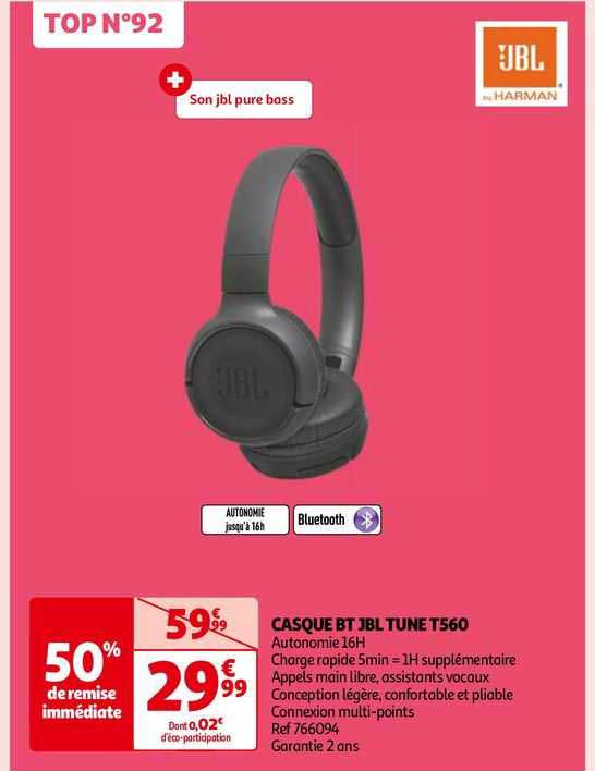 casque bt jbl tune t560