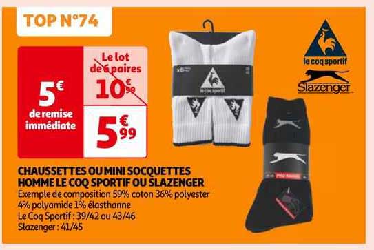 chaussettes ou mini socquettes homme le coq sportif ou slazenger
