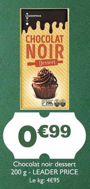 chocolat noir dessert - leader price