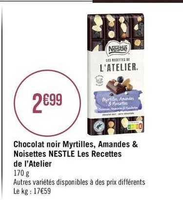 chocolat noir myrtilles, amandes & noisettes nestlé les recettes de l'atelier
