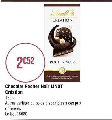 Chocolat Rocher Noir Lindt Création