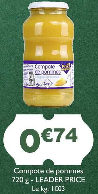 compote de pommes - leader price