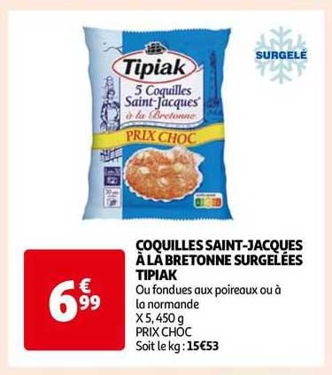 coquilles saint-jacques à la bretonne surgelées tipiak