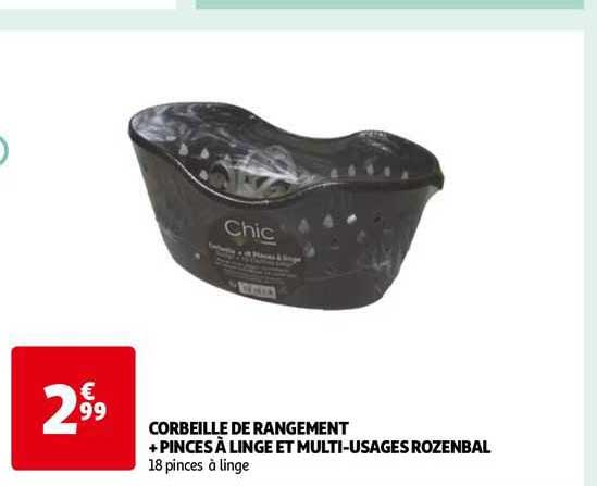corbeille de rangement + pinces à linge et multi-usages rozenbal