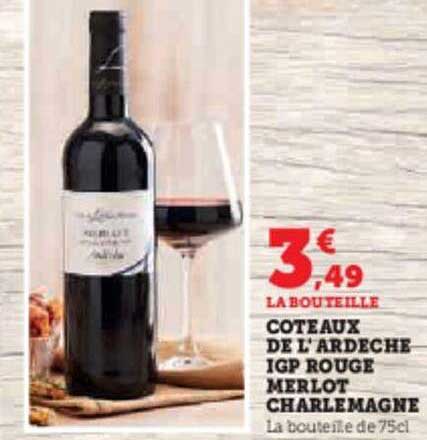 côteaux de l'ardèche igp rouge merlot charlemagne