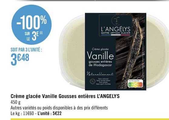 crème glacée vanille gousses entières l'angelys