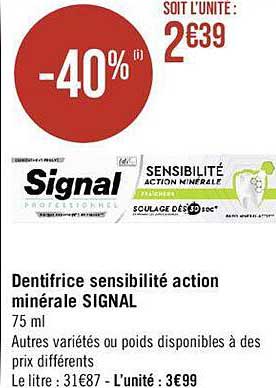 dentifrice sensibilité action minérale signal