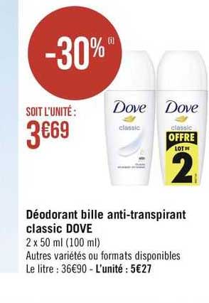 déodorant bille anti-transpirant classic dove