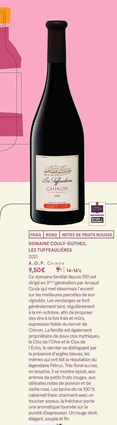 domaine couly-dutheil les tuffeaulères 2021 a.o.p. chinon