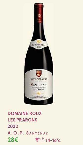 domaine roux les prarons 2020 a.o.p. santenay