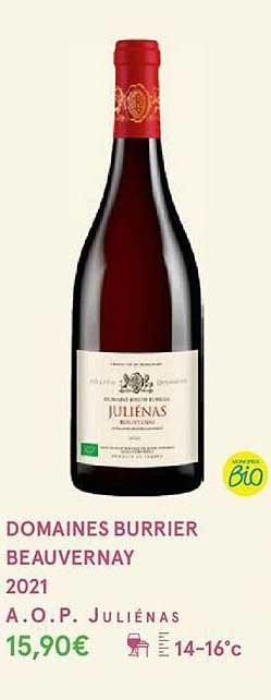 domaines burrier beauvernay 2021 a.o.p. juliénas