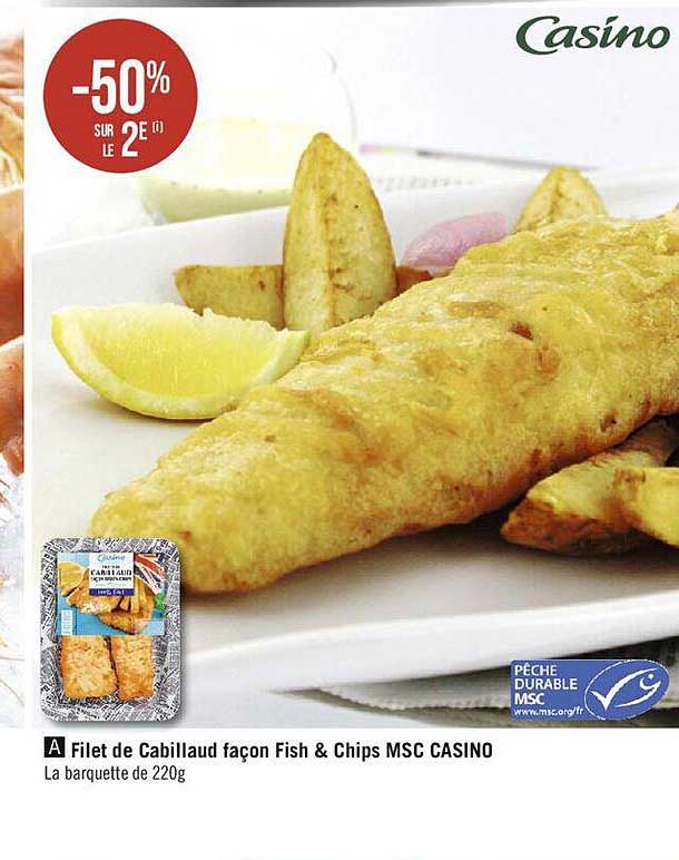 filet de cabillaud façon fish & chips msc casino