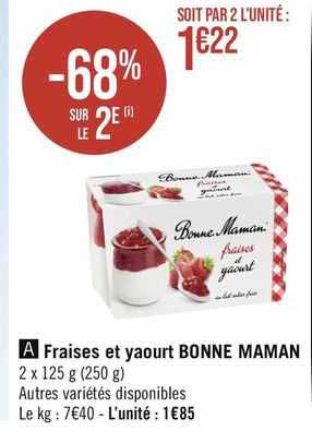 fraises et yaourt bonne maman
