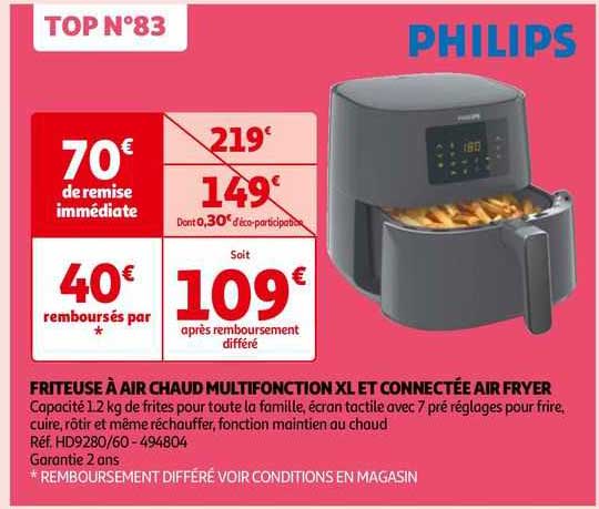 friteuse à air chaud multifonction xl et connectée air fryer philips