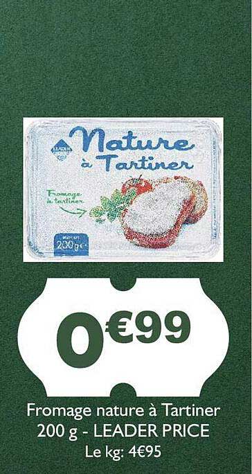 fromage nature à tartiner - leader price