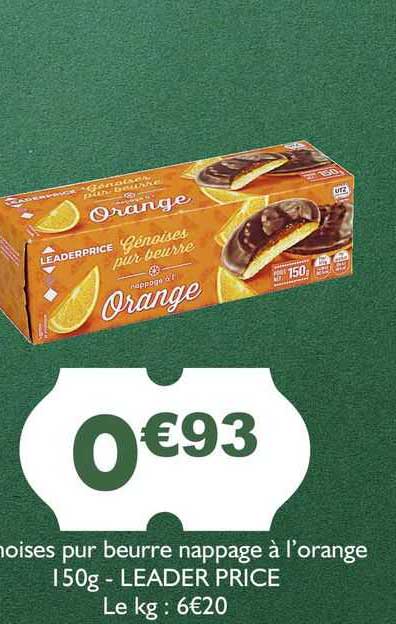génoises pur beurre nappage à l'orange - leader price