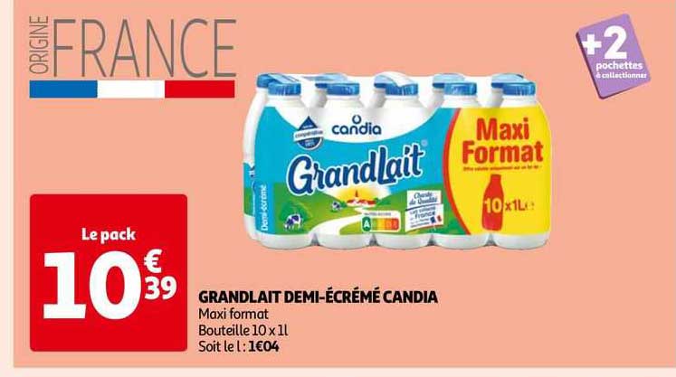 grandlait demi-écrémé candia