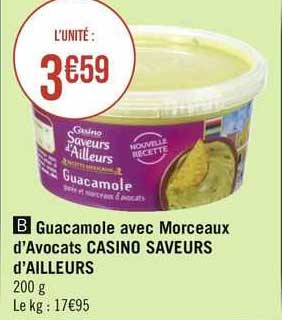 guacamole avec morceaux d'avocats casino saveurs d'ailleurs