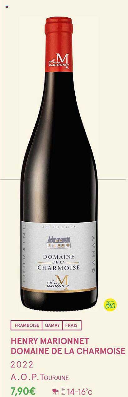 henry marionnet domaine de la charmoise 2022 a.o.p. touraine