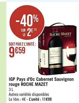 igp pays d'oc cabernet sauvignon rouge roche mazet