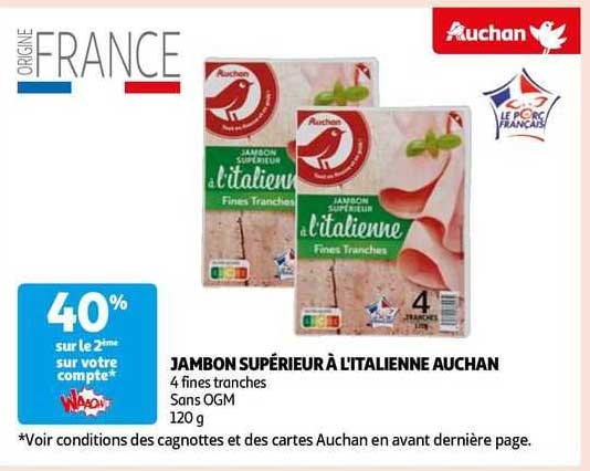 jambon supérieur à l'italienne auchan