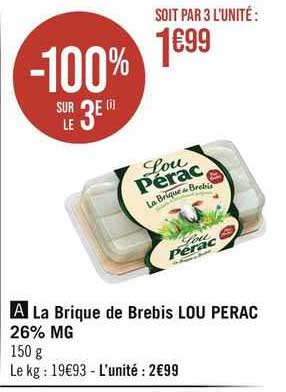 la brique de brebis lou pérac 26% mg